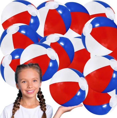 The Dreidel Company Pelotas de playa patrióticas inflables con diseño de bandera de Estados Unidos para fiesta de piscina, cumpleaños, juguete