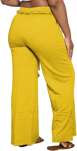 Miniatura 5 de PINSV Pantalones de pierna ancha para mujer, con cordón, holgados, casuales