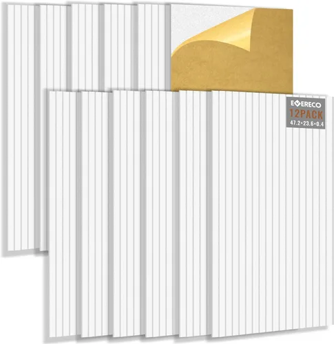 EVERECO Paquete de 12 Paneles Acústicos Grandes, 47.2×23.6×0.4 pulgadas, Paneles Insonorizantes para Pared, Adecuados para Sala de Transmisión en
