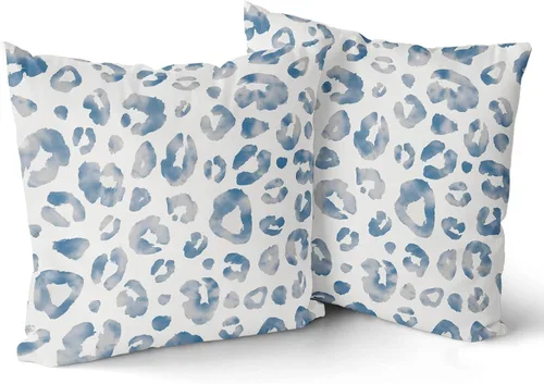 Miniatura 2 de Juego de 2 fundas de almohada con estampado de leopardo gris aguamarina de 16 x 16 pulgadas, diseño de guepardo gris acuarela y blanco, fundas
