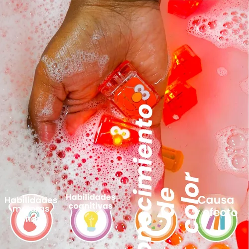 Miniatura 7 de Glo Pals x Barrio Sésamo Cubos Luminosos Activados por Agua para Juego Sensorial (Elmo - Cubos con Personaje)