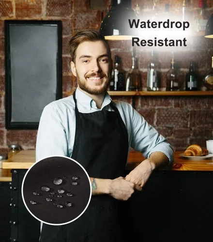 Miniatura 2 de Delantal negro con bolsillos para mujeres, hombres, adultos, chef, juego de 10 delantales de cocina a granel para cocinar, hornear, restaurante