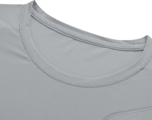 Miniatura 3 de Camisetas para hombre con bolsillo con cremallera, camiseta atlética de moda para gimnasio, fisicoculturismo, manga corta, cuello redondo liso