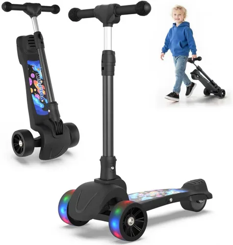 Miniatura 10 de Electric Scooter, 80W Motor, 3 Levels Adjustable Handlebar, 5 Mph Safe Speed, Lighted Up Wheel, Lean-to-Steer Design, Foldable Kick Scooter Boys &