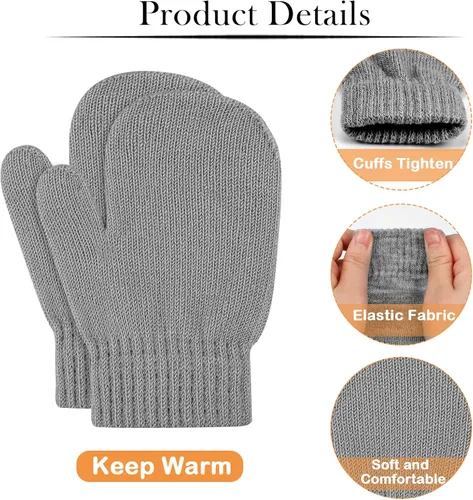 Miniatura 82 de ONESING 5 pares de guantes de invierno negros para bebés y niñas - Guantes cálidos para recién nacidos