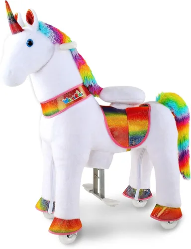 Miniatura 9 de WondeRides Juguetes de Caballo Unicornio para Montar Pony Rider Arcoíris Caballo Mecedor Unicornio Tamaño 3 para Edad 3-4, 30.1 pulgadas de Altura