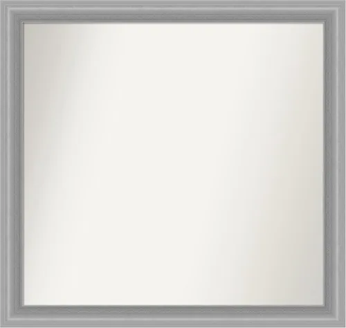 Miniatura 164 de Amanti Art Espejo de baño plateado para sobre el fregadero, 24 x 24 pulgadas, espejo cuadrado de peltre forjado a medida, marco de madera casual