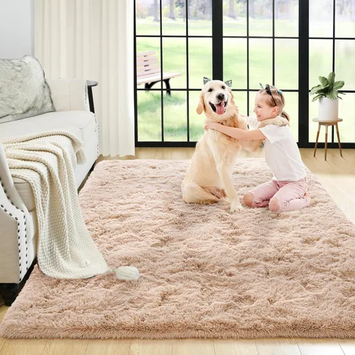 Miniatura 49 de Noahas - Alfombra suave y afelpada para habitación de niña y sala de estar, colorida, decoración para guardería, teñido anudado arcoíris, azul