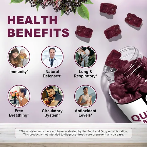 Miniatura 3 de Gomitas de quercetina con bromelina de 2378 mg, mezcla con extracto de saúco, equinácea purpura, zinc, vitamina C, D3, K2, complejo apoya el sistema