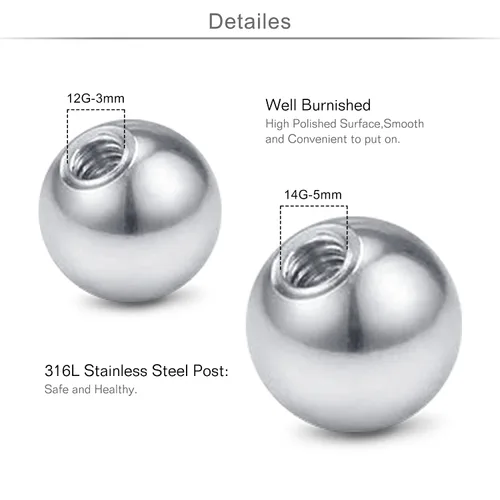 Miniatura 3 de JIESIBAO Juego de 66-113 piercings mixtos para todos los piercings de acero inoxidable 14G 16G 18G 20G nariz tabique cartílago tragus, aretes