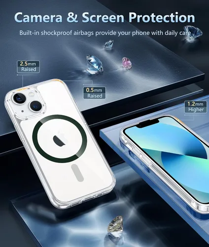 Miniatura 1383 de FNTCASE Funda para iPhone 13 Pro-Max: Fundas magnéticas transparentes compatibles con Magsafe Slim anti amarillamiento protección contra caídas