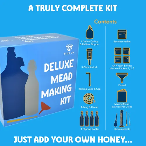 Miniatura 5 de DELUXE - Kit de fabricación de hidromiel con botellas de almacenamiento, hidrómetro y nutrientes adicionales de levadura, kit de elaboración de vino