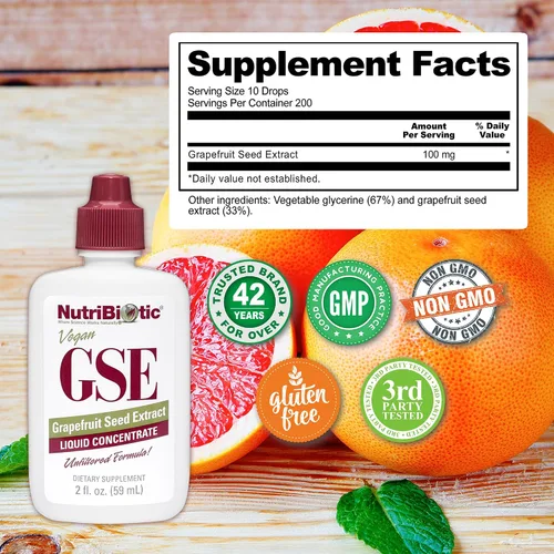Miniatura 5 de NutriBiotic GSE, líquido de 2 onzas El extracto original de semilla de pomelo concentrado premium con bioflavonoides Potente apoyo inmunológico