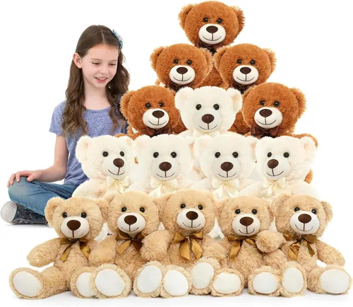 Miniatura 17 de MaoGoLan - 10 unidades de osos de peluche navideños, osos de peluche de 14'' con trajes clásicos de Santa - Camisa y sombrero removibles, se ajustan
