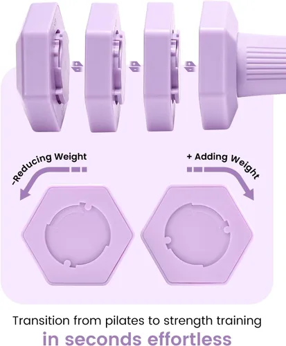 Miniatura 3 de Juego de mancuernas ajustables, juego de pesas de mano 4 en 1 para mujeres y hombres, un par de mancuernas de 10 libras cada uno de 2 libras, 3