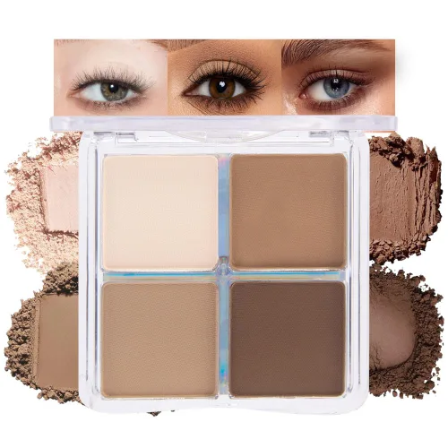 Miniatura 26 de evpct Paleta cuádruple de sombras de ojos marrón nude, brillante nude champán, dorado, marrón, cacao, brillantina, metálico, mate, alto pigmento