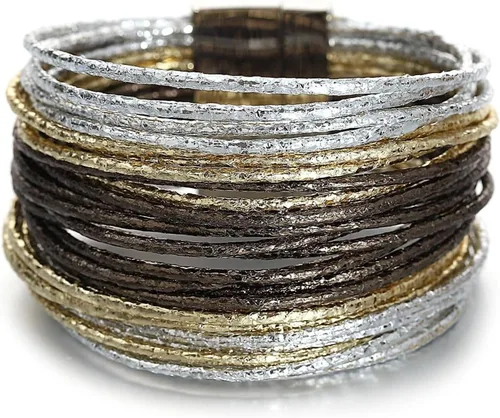 Miniatura 19 de Fesciory - Pulsera de leopardo para mujer, estilo bohemio de cuero multicapa con perlas de cristal