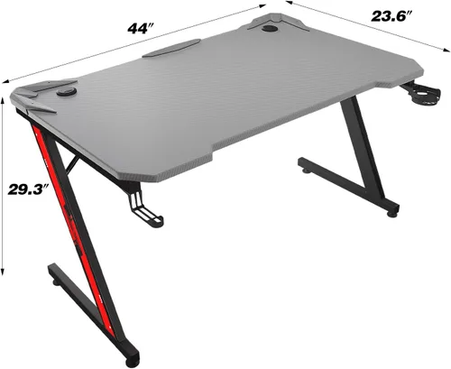 Miniatura 3 de Homall - Escritorio para videojuegos de 44 pulgadas, mesa de juegos en forma de Z, estación de trabajo, escritorio de oficina en casa con superficie