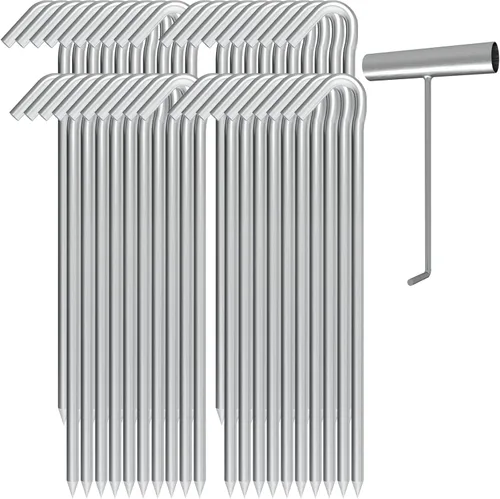 Miniatura 8 de Estacas de Tienda de Metal de 9 Pulgadas Resistente, Paquete de 8, Estacas de Lona de Acampar de Acero Galvanizado Antióxido, Estacas de Suelo