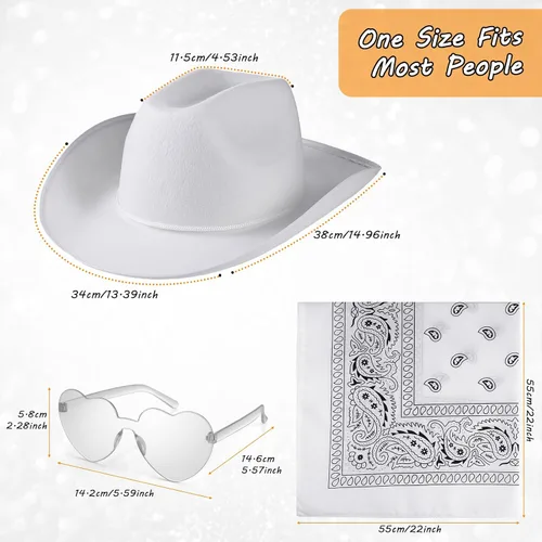 Miniatura 3 de Geyoga 9 piezas de sombrero de vaquero con estampado de cachemira bandanas y lentes de sol en forma de corazón para adultos disfraz de fiesta