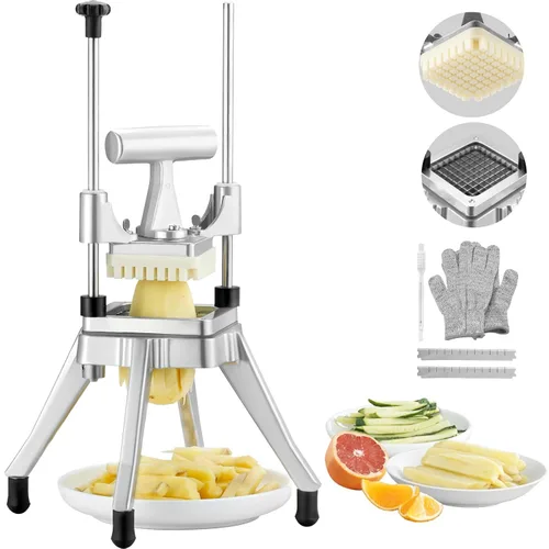 Miniatura 11 de VEVOR Picador comercial de frutas y verduras, hoja de 1/4 pulgadas, cortador de alimentos profesional de alta resistencia, cortador de papas fritas