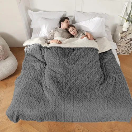 Miniatura 13 de Manta térmica eléctrica, 50 x 60 pulgadas, extra gruesa y cálida, con apagado automático de 4 horas y 5 niveles de calefacción, diseño de patrón 3D