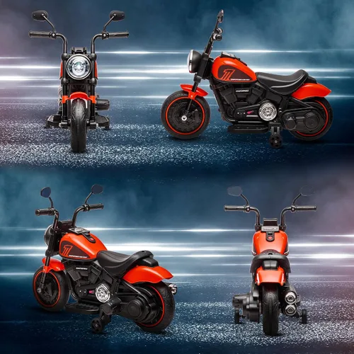 Miniatura 8 de Aosom Motocicleta para niños con ruedas de entrenamiento, juguete de 6V para montar para niños de 18 a 48 meses, motocicleta a batería para niños