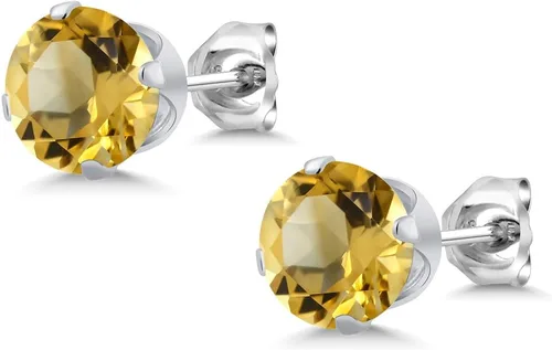 Miniatura 66 de Gem Stone King Aretes redondos de plata de ley 925 con piedra natal de 0.236 in para mujer