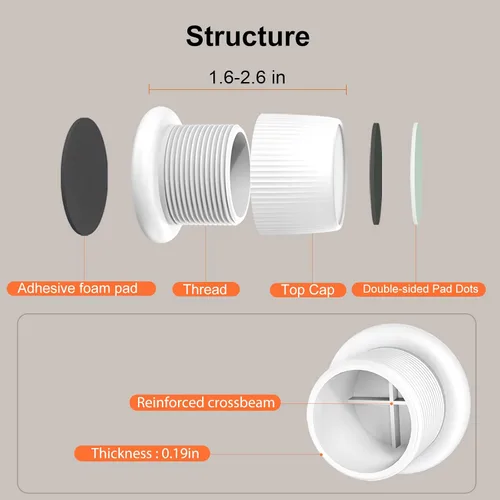 Miniatura 5 de Elevadores ajustables para muebles, elevadores de cama de 1.6 a 2.6 pulgadas, color blanco, plástico duradero y antideslizantes, elevadores de sofá