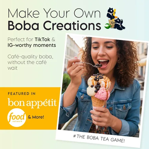 Miniatura 7 de Twrl Cobertura de té Boba de burbujas de azúcar morena – Perlas Boba taiwanesas, cobertura de tapioca estilo café, instantáneo, perfecto para té