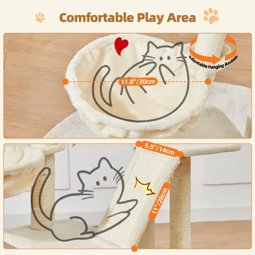 Miniatura 5 de Taoqimiao Árbol para gatos, torre para gatos de 38.5 pulgadas para gatos de interior, adecuado para gatitos con lujoso condominio para gatos