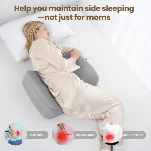 Miniatura 7 de Almohada de embarazo ajustable de 30° – Almohada de maternidad portátil de viaje con funda lavable, alivio de espalda, presión abdominal y cadera