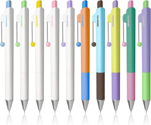 YOXMJDB Bolígrafos de gel, 10 bolígrafos de tinta negra de 0.020 in, bolígrafos retráctiles de secado rápido con barril en forma de diamante,