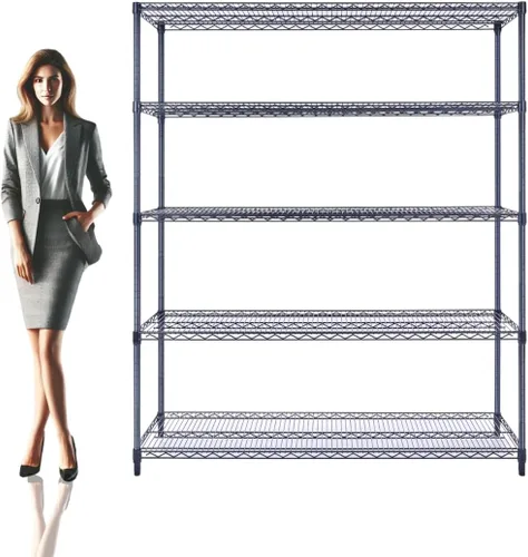Miniatura 10 de NSF - Estantería comercial de alambre de 5 niveles con ruedas, estantes de metal resistente de 48 x 24 x 72 pulgadas, capacidad máxima de 4000 Negro