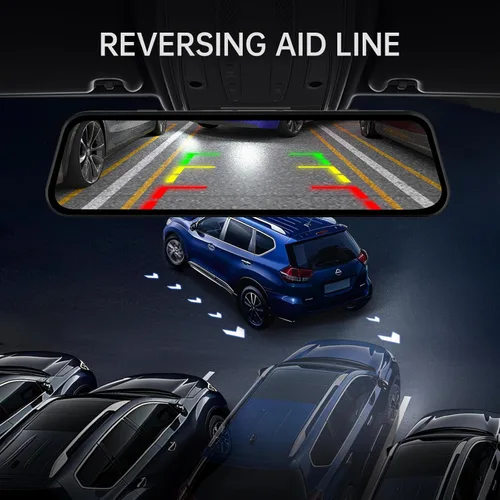 Miniatura 11 de Veement Cámara de espejo retrovisor 4K, cámara de tablero de espejo 4K de 10 pulgadas con cámara de respaldo de 1080P, cámara de tablero frontal