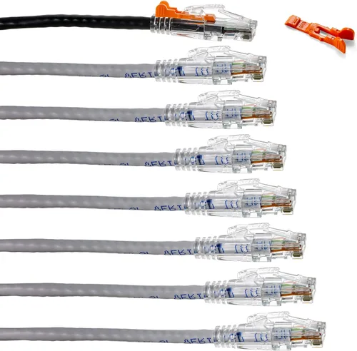 Miniatura 29 de NTW NTW - Cable de conexión de bloqueo de red patentado CAT6 de 1 pie, sin enganches, azul (NL-U6K-001BL)