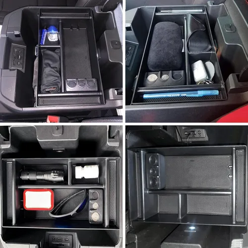 Miniatura 6 de Bandeja organizadora de consola central se adapta a accesorios para GMC Sierra/Chevy Silverado 1500 2019-2022, Silverado/Sierra 2500 HD/3500 HD Negro