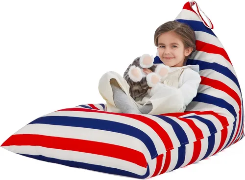 Miniatura 11 de Funda para puf de almacenamiento de animales de peluche para niños, adolescentes (sin relleno) 250 L, lavable, funda grande para puf para organizar