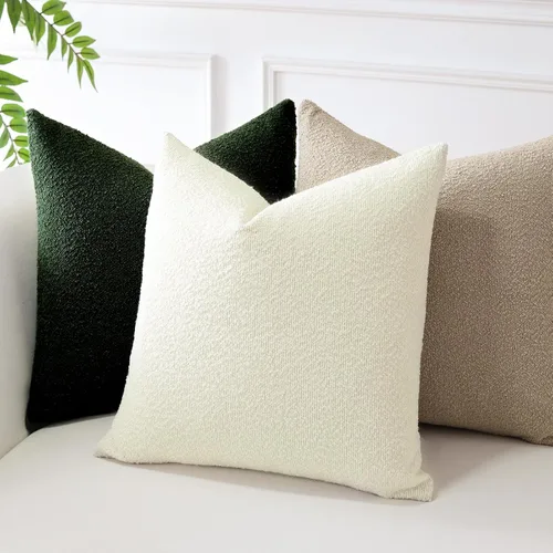 Miniatura 7 de OTOSTAR Paquete de 2 fundas de almohada cuadradas con textura de boucle, fundas de almohada cuadradas, acogedoras y suaves, decorativas, para sofá