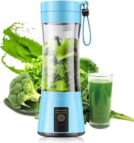 Miniatura 11 de Licuadora portátil de tamaño personal, taza de viaje de 12 onzas para hacer batidos y batidos, inalámbrica y recargable por USB, recién exprimida
