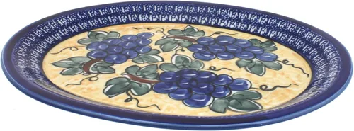 Miniatura 7 de Blue Rose Polish Pottery – Plato grande de pavo real azul – 14 x 8.2 pulgadas – Plato único para cenas, muy duradero y apto para lavavajillas