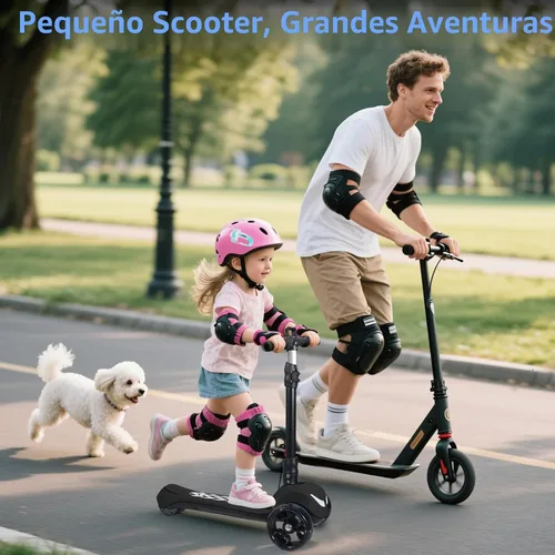 Miniatura 7 de Electric Scooter for Kids Ages 3-12, Full Body Lights Up, Wide Deck, 3 Adjustable Heights, 5MPH Safe Speed, 90min Riding, Foldable 3 Wheel Electric
