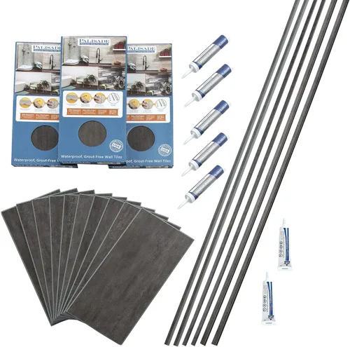 Miniatura 15 de Palisade Kit de azulejos de vinilo entrelazados impermeables para ducha y bañera en mármol Carrara de 23.2 x 11.1 pulgadas Mármol de Carrara
