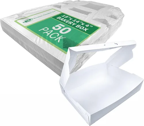 Miniatura 4 de Southern Champion Tray 23133K caja para repostería de cartón de papel Kraft con cierre en las esquinas y ventana, 19" de largo x 14" de ancho x 4