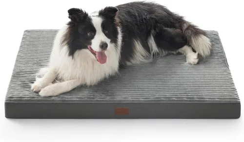Miniatura 26 de Bedsure ComfyFleece - Camas ortopédicas para perros de gran tamaño para jaula con funda extraíble para máquina, no impermeable, alfombrilla de Gris