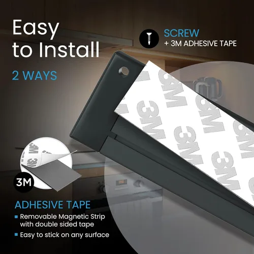 Miniatura 6 de EShine Paquete de 3 luces LED regulables inteligentes negras de 7 pulgadas para debajo del gabinete, compatible con Alexa, Google, blanco cálido