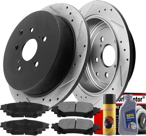 Miniatura 10 de MotorbyMotor Rotores de freno trasero de 12.165 in para Lexus RX350 RX450H, Toyota Highlander Sienna rotor perforado y ranurado y kit de pastillas