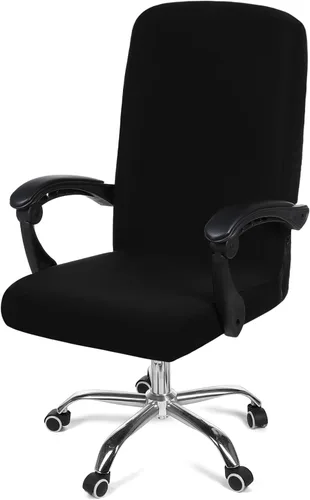 Smiry - Fundas elásticas impresas para silla de oficina de computadora, fundas para sillas giratorias universales de escritorio, extraíbles, Negro