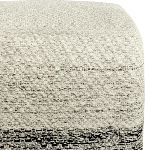 Miniatura 6 de SIMPLIHOME Macie Boho - Puf cuadrado tejido para exteriores/interiores en poliéster PET reciclado gris y blanco para sala de estar, dormitorio