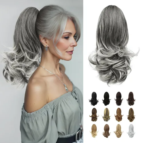 Miniatura 7 de Sofeiyan Extensión de cola de caballo de 11 pulgadas con clip de garra, extensiones de cabello con cola de caballo, cola de caballo larga y rizada